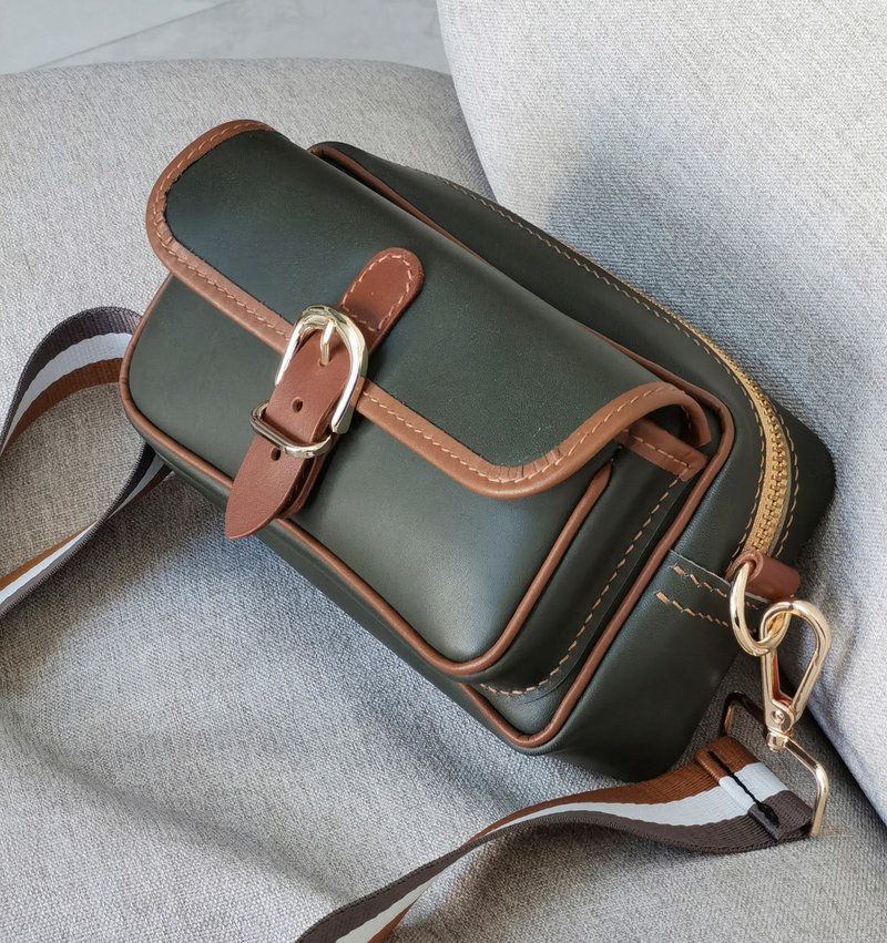 Leather DIY handmade set genuine leather side backpack messenger bag shoulder bag chest bag Christmas gift - เครื่องหนัง - หนังแท้ 