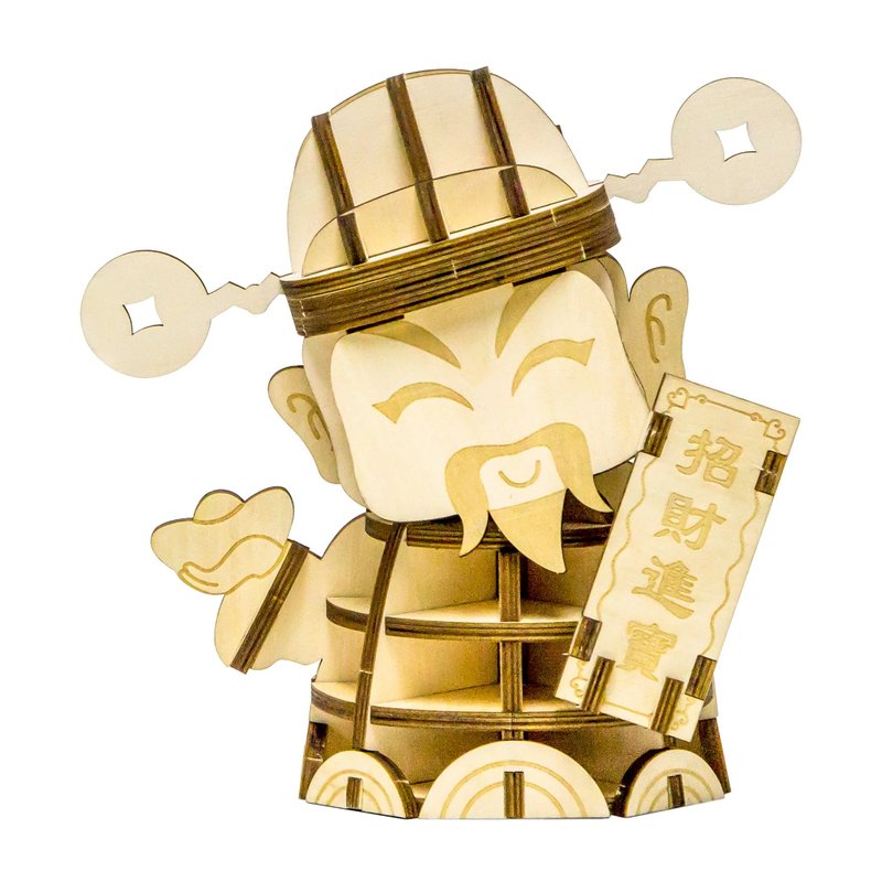 Jigzle - Plywood Puzzle - God of Fortune H19cm - เกมปริศนา - ไม้ สีกากี