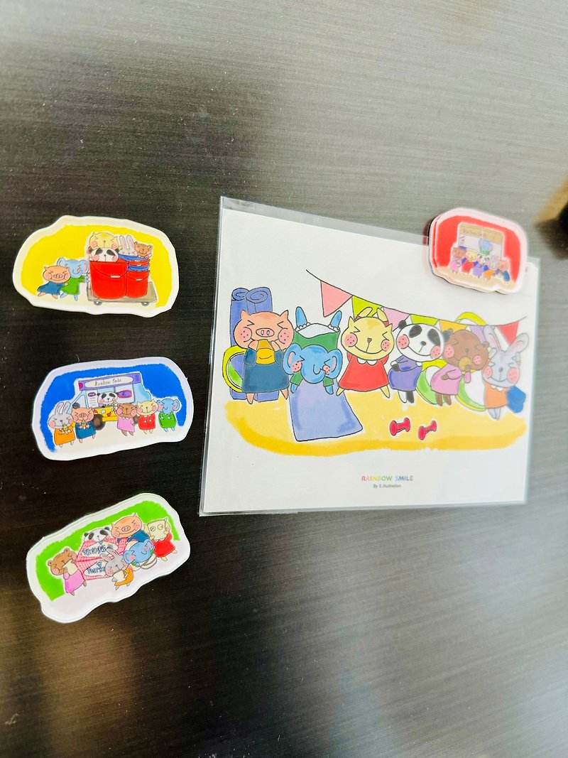 Hand-painted Hong Kong series magnet stickers - แม็กเน็ต - พลาสติก หลากหลายสี