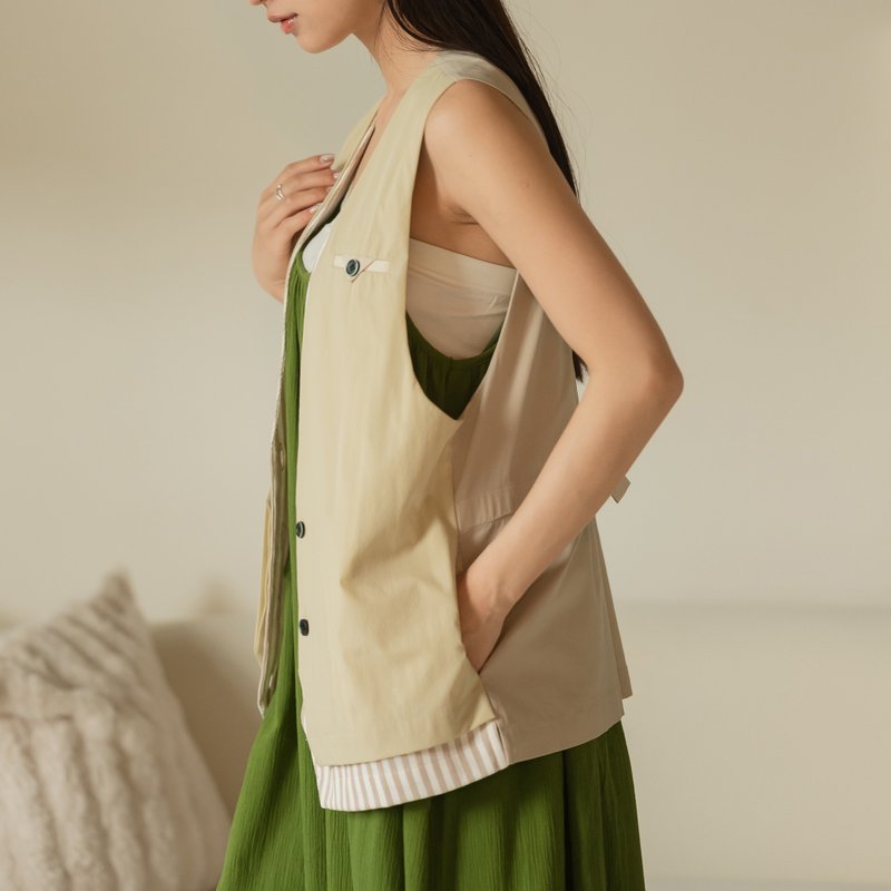 リトルボーイ - パッチワークベスト - 黄色 - ベスト - ポリエステル イエロー