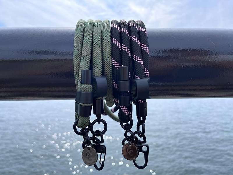 【10mm】Pink Black Mountain series portable mobile phone lanyard with transparent clip - Phone Accessories - Nylon Black
