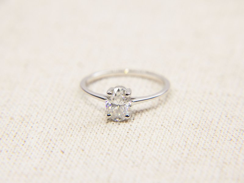 Princess Oval Diamond Ring | Moissanite Diamond Ring - แหวนทั่วไป - โลหะ สีเงิน