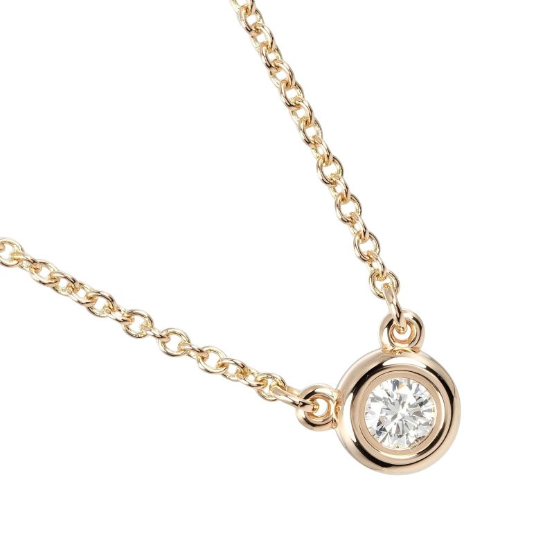 【日本直送】ティファニー TIFFANY&Co. バイザヤード ネックレス トップ幅5.1mm K18PG ピンクゴールド ダイヤモンド 約2.42g【中古】 - 項鍊 - 貴金屬 金色
