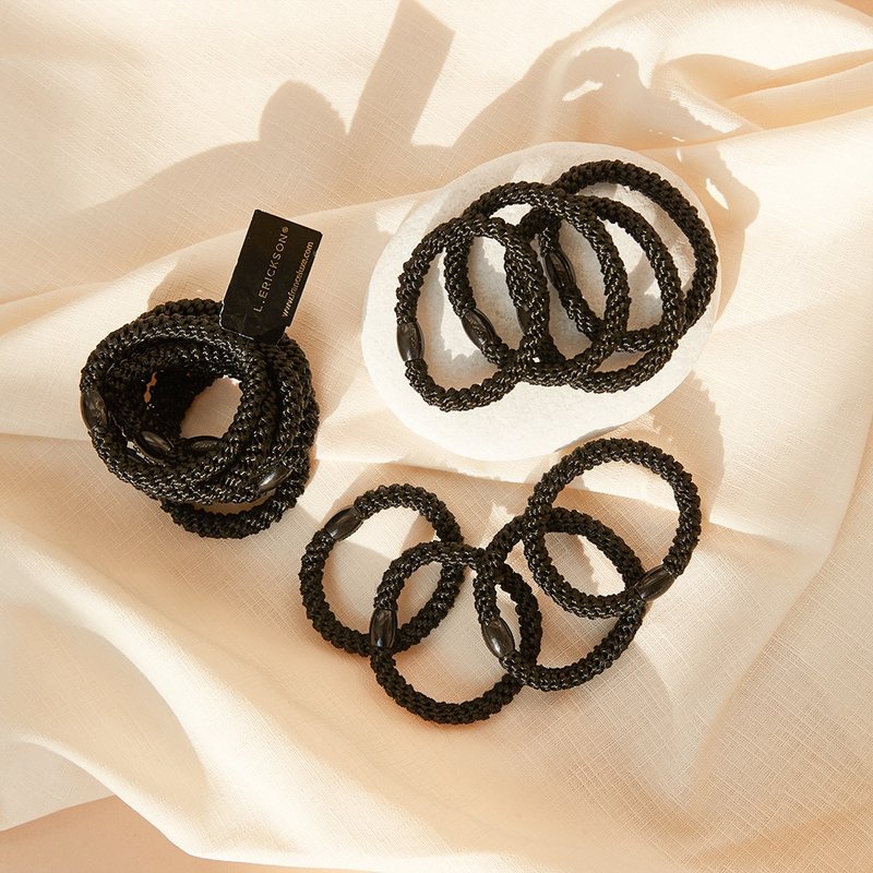 [Official flagship of L. ERICKSON] Thick version of elastic hair ties, 8 pieces || Classic black || - Hair Accessories - Other Materials Black