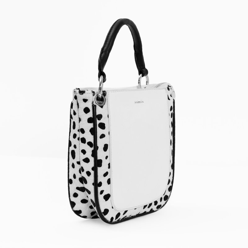 Niche original design high-end leather cow pattern one-shoulder handbag large-capacity high-end crossbody bag - Messenger Bags & Sling Bags - Genuine Leather White