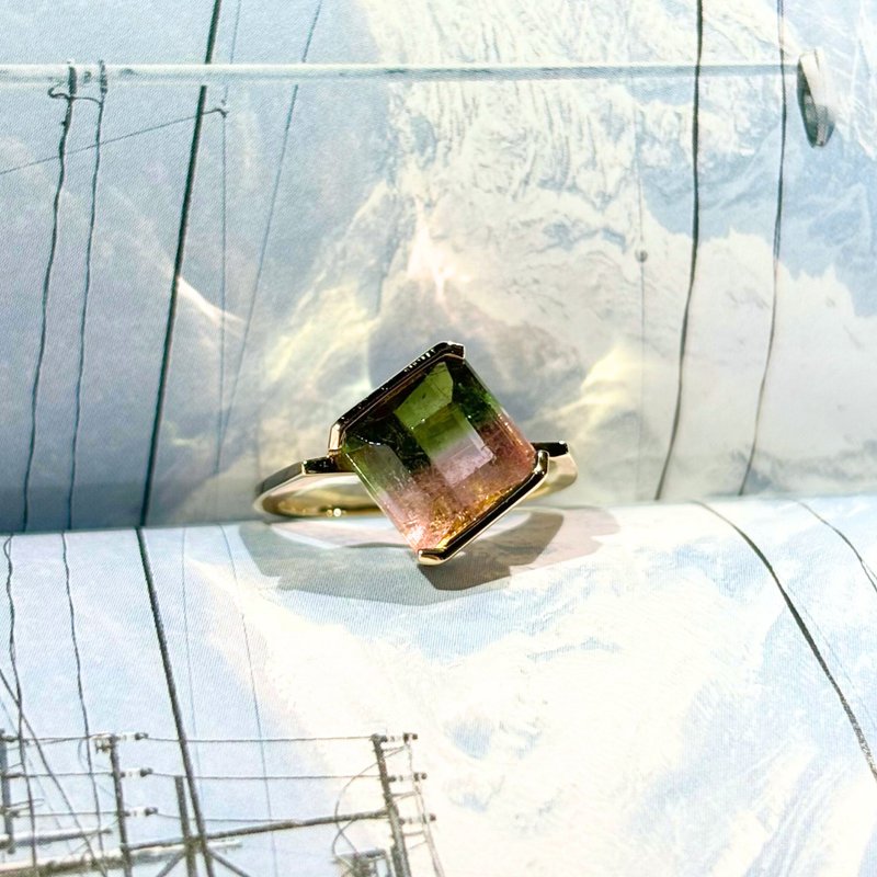 The Flat Corner - 天然西瓜雙色碧璽 (4.28ct) 18k黃金戒指 - 戒指 - 貴金屬 粉紅色