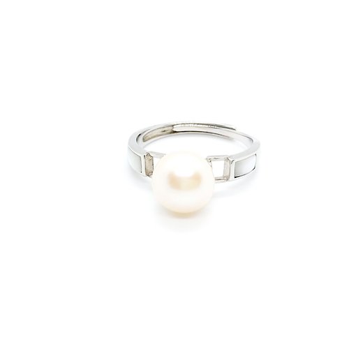 YarTron 貝殼設計淡水珍珠純銀戒指