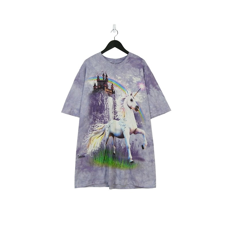 A‧PRANK :DOLLY :: Retro VINTAGE Pink Purple Fantasy Unicorn Castle T-Shirt (T805061) - Women's T-Shirts - Cotton & Hemp Purple