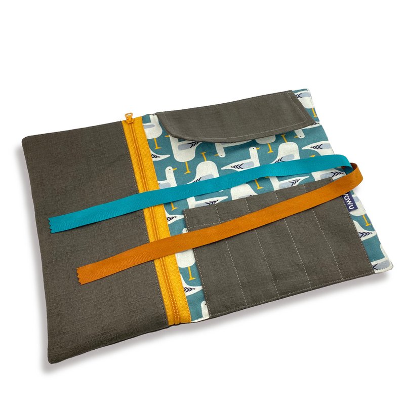 ペンロール、ツールバッグ（ハト）受注生産※ - 筆箱・ペンケース - コットン・麻 グレー