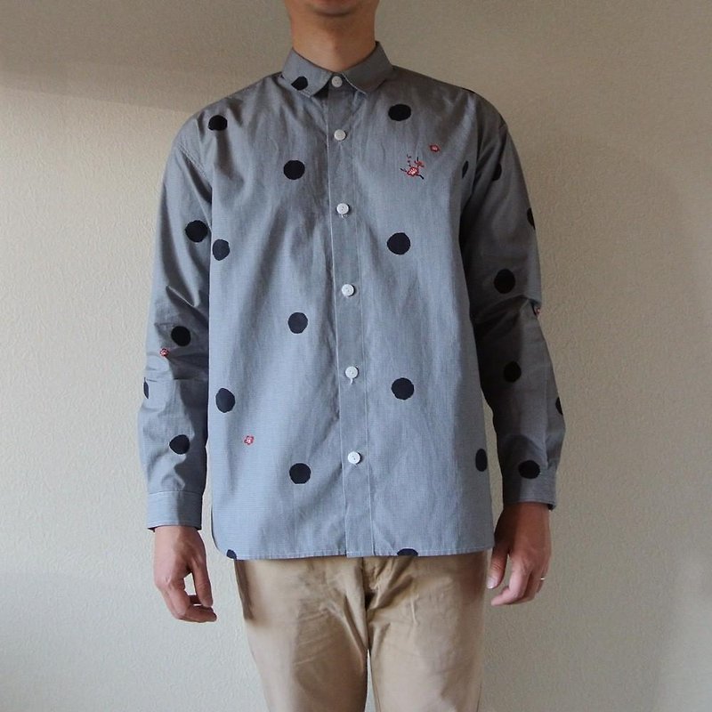 Mens · Gingham check shirt <Dots and plums> - Men's T-Shirts & Tops - Cotton & Hemp 