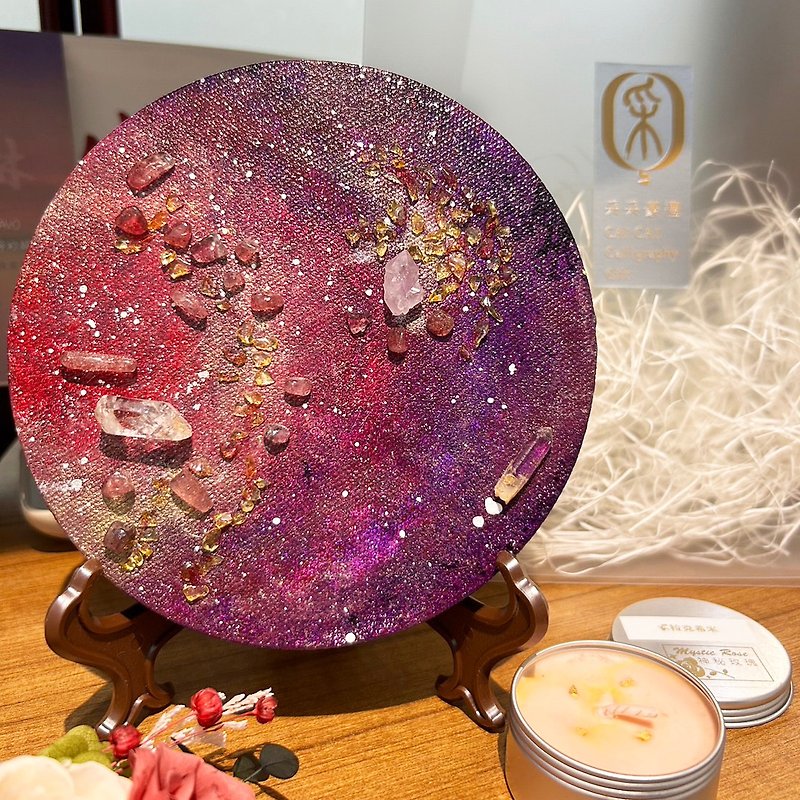 Athena, Goddess of Wisdom - Starry Sky Gold Foil Crystal Energy Painting Full Moon Full Wishes Crystal Blessing Gift - Items for Display - Crystal Purple