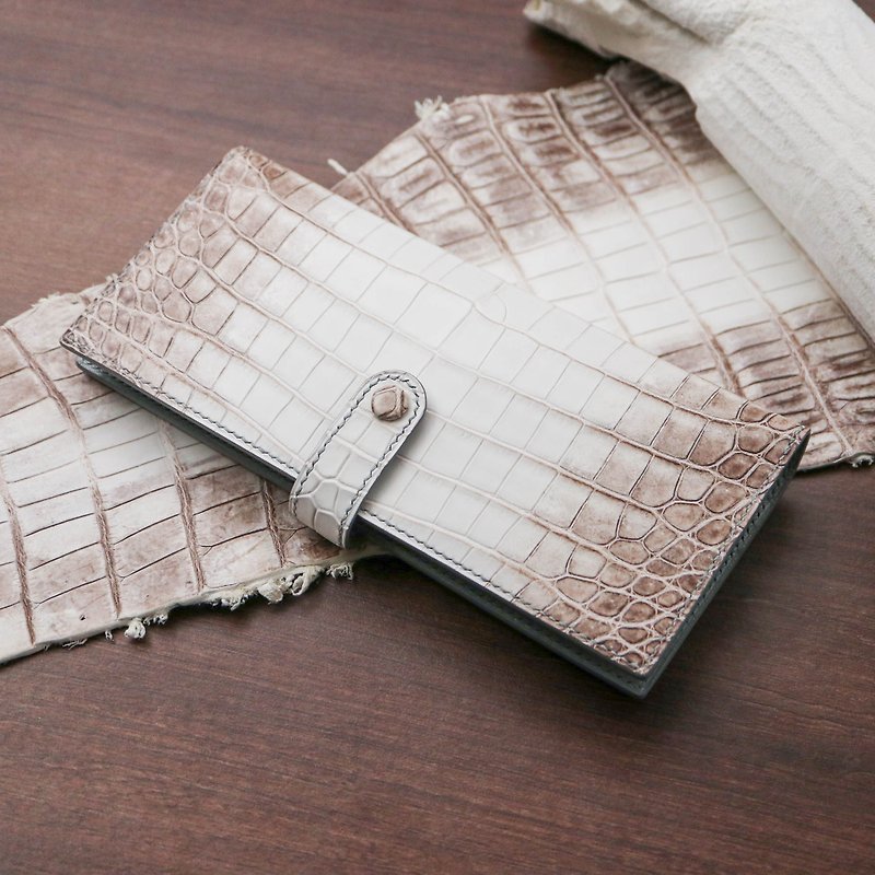 Long clip-Himalaya crocodile leather - กระเป๋าสตางค์ - หนังแท้ สีเทา