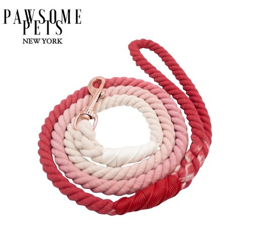 Pawsome Pets New York HANDMADE ROPE LEASH - OMBRE ROSE PINK