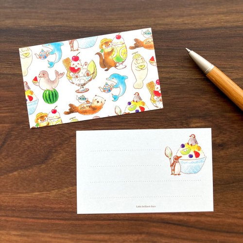 Little brilliant days Tea and Fruit Message Card Sea animals 8sheets 水族館の動物たちのメッセージカード