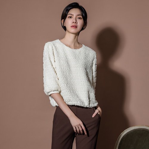 MEDUSA LADY 【MEDUSA】紋理泡泡公主袖上衣(M-XL) | 女長袖上衣 上班穿搭