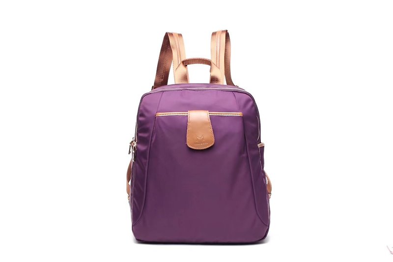Waterproof beige backpack handbag / laptop bag / computer bag / shoulder bag - Multicolor optional # 1024 - กระเป๋าเป้สะพายหลัง - วัสดุกันนำ้ สีม่วง