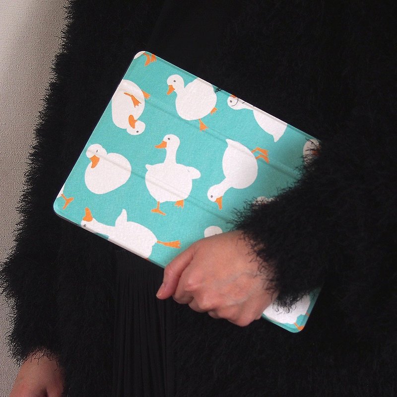 Notebook iPad case with pen compartment - Duck / Blue - Soft case type - เคสแท็บเล็ต - หนังเทียม สีน้ำเงิน