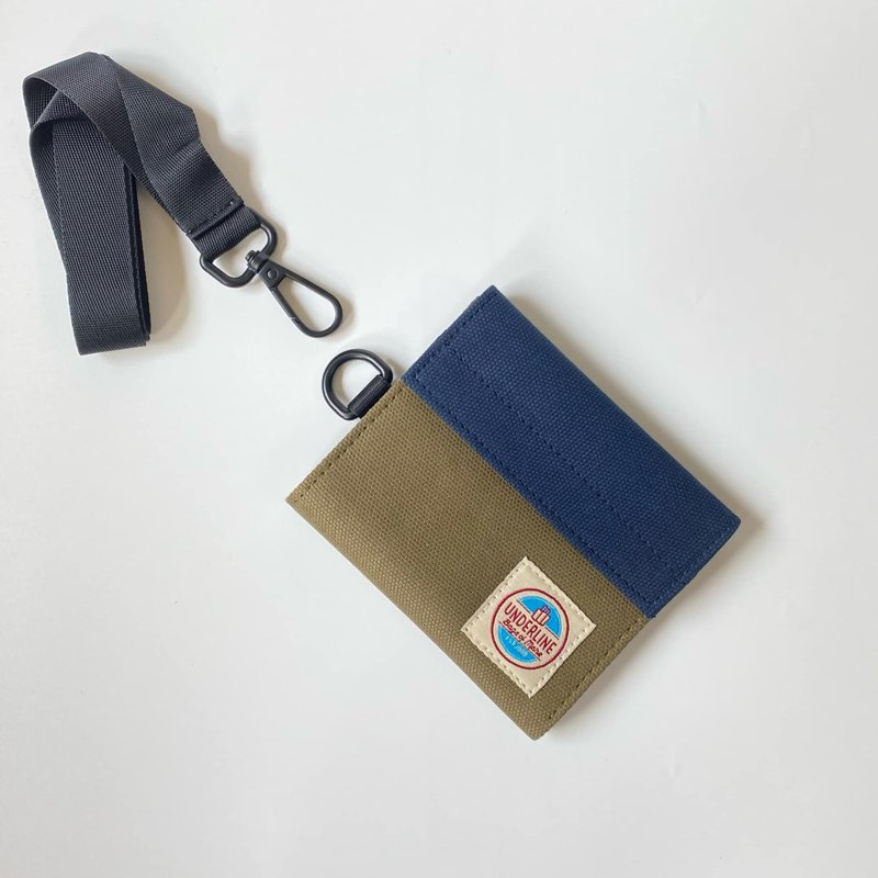 Olive / Navy Compact Canvas Wallet With Neck Strap - Wallets - Cotton & Hemp Green