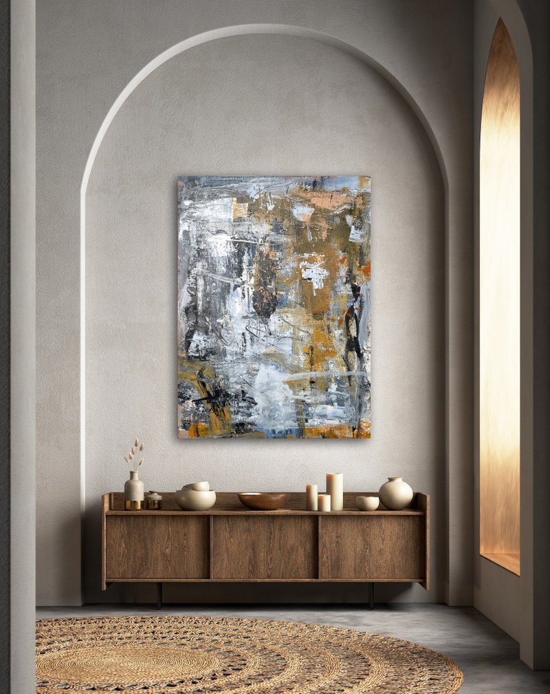 Abstract painting 'Lost in abstraction' / Handmade / Original artwork - Wall Décor - Paper Orange