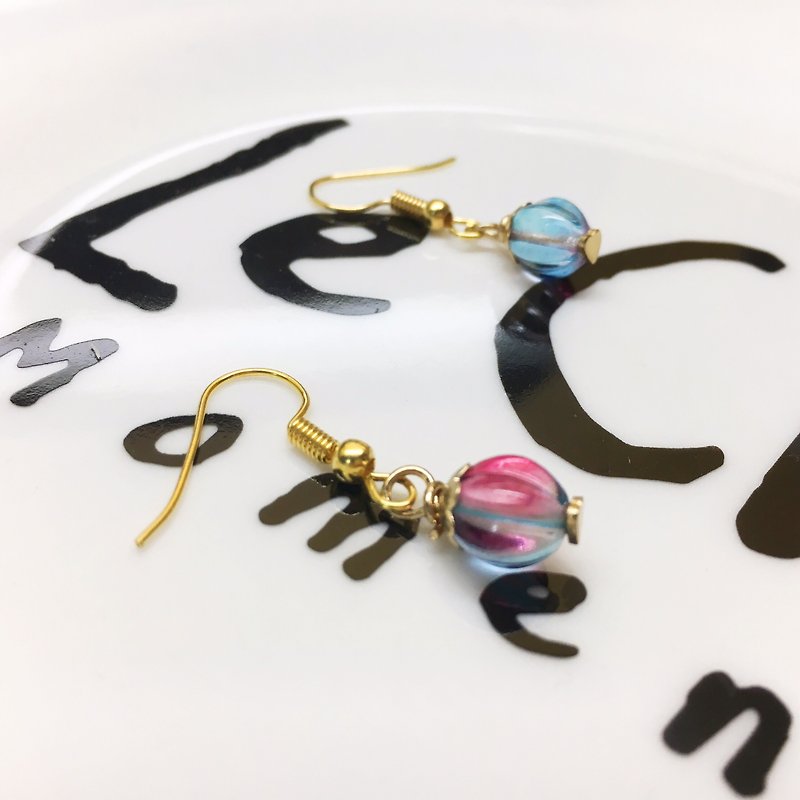 ◙ ◙ clip-on collision can change the color of love | Glass | Glass Dangle Earrings - ต่างหู - แก้ว สีน้ำเงิน