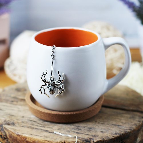 Anastasia Handmade Spider tea strainer for herbal tea, Tea infuser with spider charm