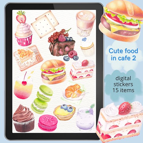 phichystudio Digital sticker : Cute food in cafe 2