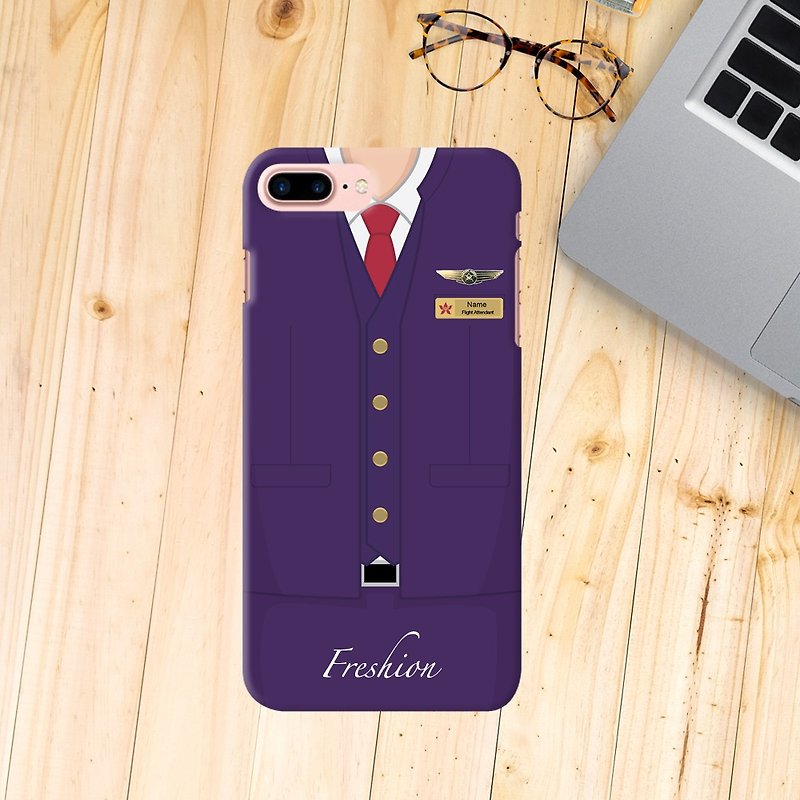 Custom Hong Kong Airlines Air Steward Fight Attendant iPhone Samsung Case - Phone Cases - Plastic Purple