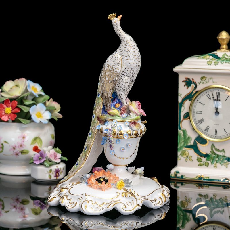 英倫瓷藝極品Royal Crown Derby有鳳來儀 孔雀手工瓷雕 吉祥瑞禽 - 擺飾/家飾品 - 瓷 