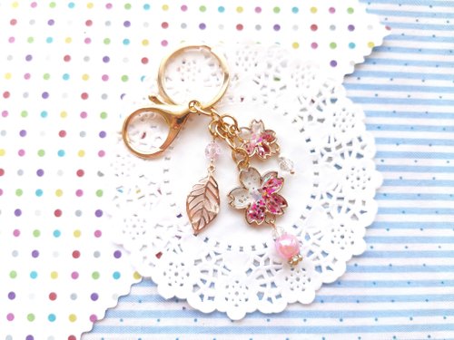 桜のバッグチャーム］桜 花びら 春 バッグチャーム ゴールド