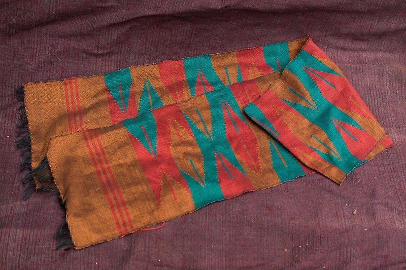 EARTH.er │FAIR TRADE product Nepali "DHAKA" SCARF #09│ - ผ้าพันคอ - กระดาษ สีส้ม