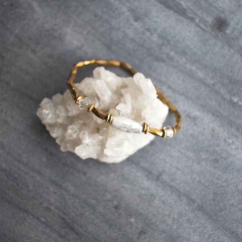 Zhu.White river (limited / white pattern / brass / natural ore / gift / Christmas gift / send her) - Bracelets - Other Metals 