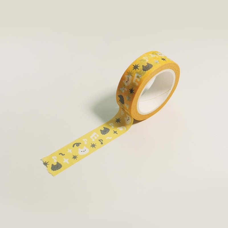 Washi tape - Shining Song Yellow - 紙膠帶/和紙/PET - 紙 黃色