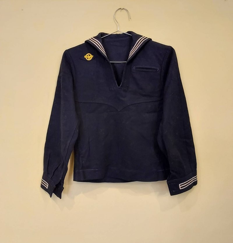 Vintage US Navy public hair dark blue wool sailor uniform pullover jacket F style - เสื้อโค้ทผู้ชาย - ขนแกะ สีดำ