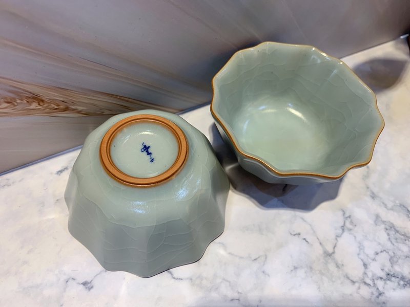 Taiwan Ru Kiln Master Lin Defeng - Ru Kiln Peony Cup (Spot + Pre-Order) - Teapots & Teacups - Pottery Blue