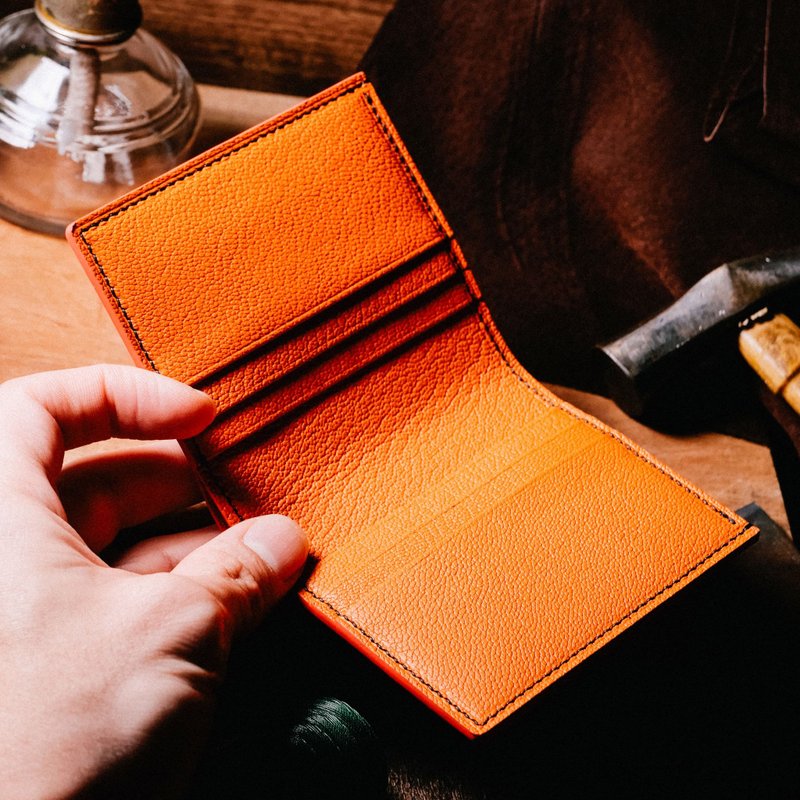 【客製化 聖誕禮物 】 法國山羊皮 鈔票卡夾 皮夾 - 護照夾/護照套 - 真皮 藍色