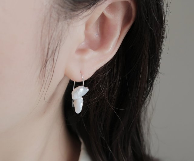 Irregular freshwater pearl on sale earrings