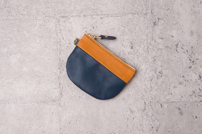 拼色半圓錢包 Semicircle Coin Purse / 藍色 Navy - 零錢包/小錢包 - 真皮 藍色