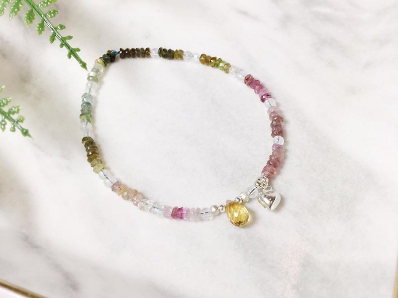 MH sterling silver natural stone independent series _ color tourmaline _ real shot - Bracelets - Semi-Precious Stones Multicolor