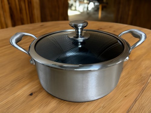 HBF Store diseno - 24cm蜂窩紋懸浮不鏽鋼連蓋雙耳湯鍋