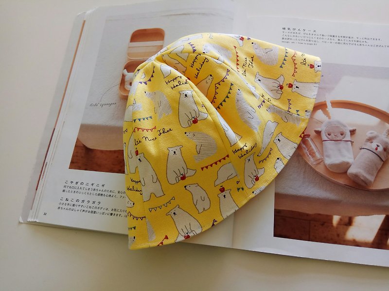黄色のホッキョクグマ赤ちゃんボンネット月ギフト赤ちゃん帽子漁師帽子赤ちゃん帽子 - 出産祝い用贈物 - コットン・麻 イエロー