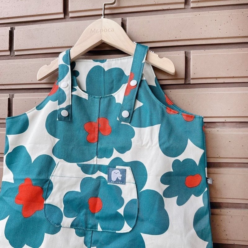 Poppy Teal-Green Shopping Bag Camisole Shorts - กางเกง - ผ้าฝ้าย/ผ้าลินิน หลากหลายสี