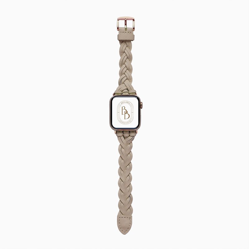 Apple Watch Goddess Woven Camel Leather Strap S8/7/6/5/4/3/2/1/SE - Watchbands - Genuine Leather Khaki