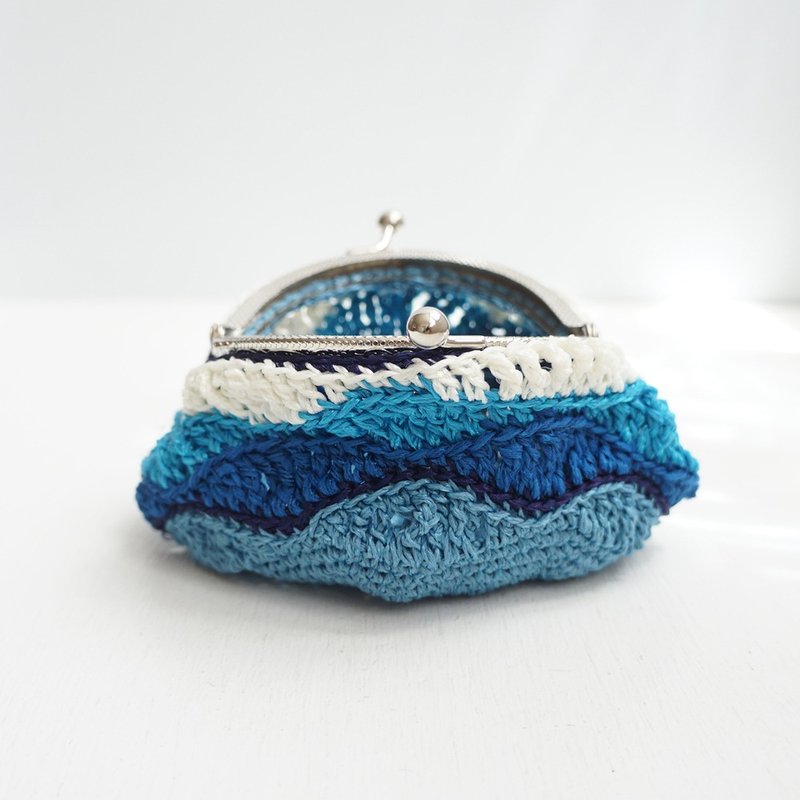 Ba-ba (m) Long wave stitch crochet pouch No.C1775 - 化妝包/收納袋 - 其他材質 藍色