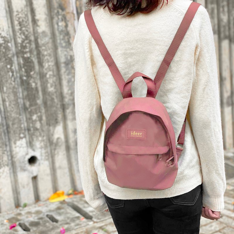 Kayla Water-Repellent Nylon Pink Mini Backpack Ultra-Light Backpack School Bag - กระเป๋าเป้สะพายหลัง - วัสดุอื่นๆ สึชมพู