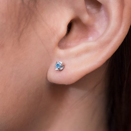 MARON Jewelry Star Stud Earrings with London Blue Topaz