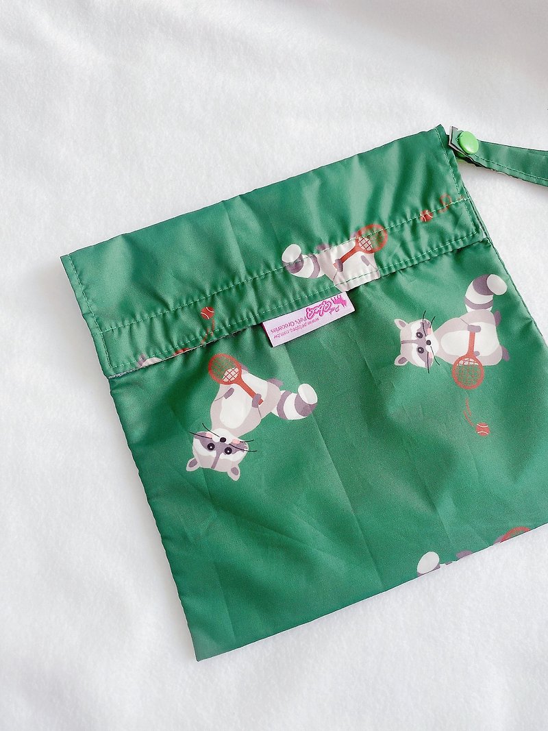 綠色浣熊 手工食物袋 袋型有蓋款 - 便當盒/食物袋 - 其他材質 