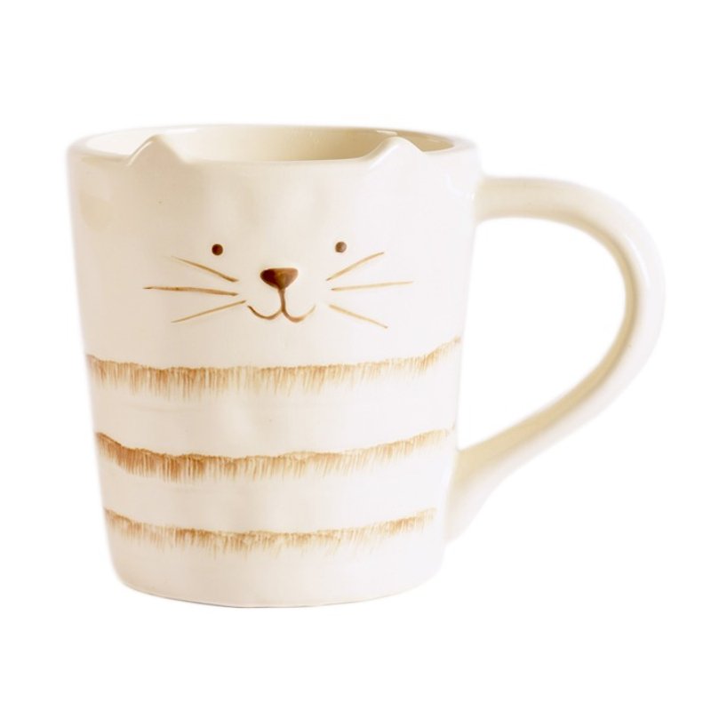 [BEAR BOY] Striped fat 喵 mug - Mugs - Pottery 