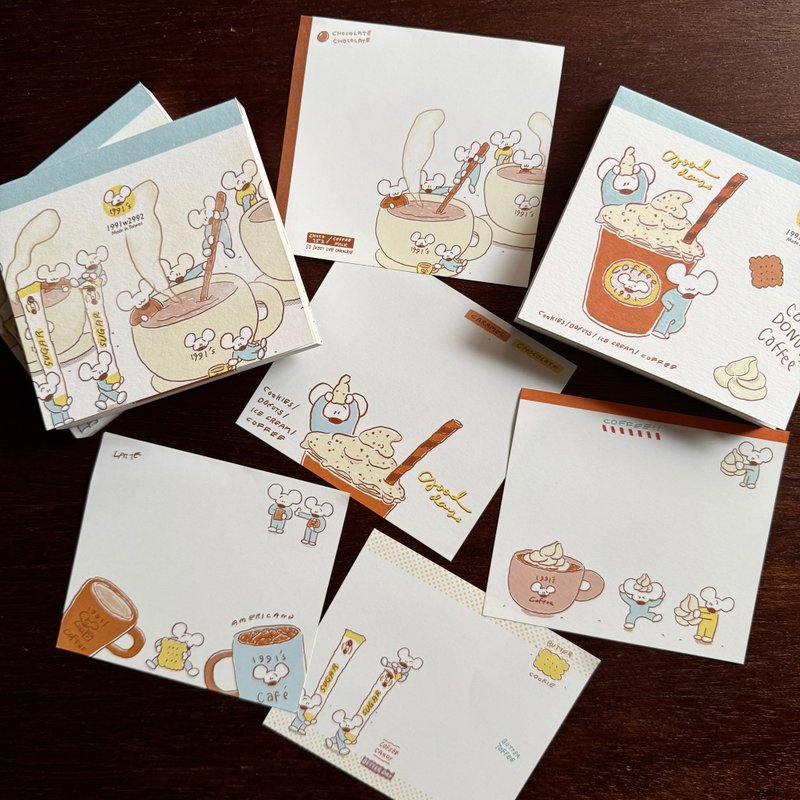 Café // Memo pad - 便條紙/便利貼 - 紙 白色