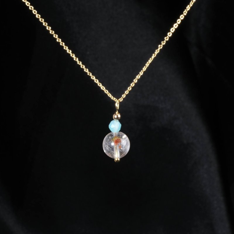 【Self Love系列】金片水晶×天河石14K包金水晶項鍊 開運招財 - 項鍊 - 水晶 多色