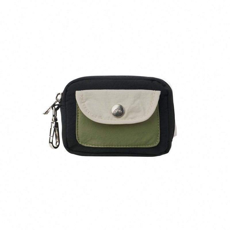 【DOUGHNUT】Water-repellent coin purse small bag accessories-black x olive green classic color - กระเป๋าใส่เหรียญ - วัสดุอื่นๆ 